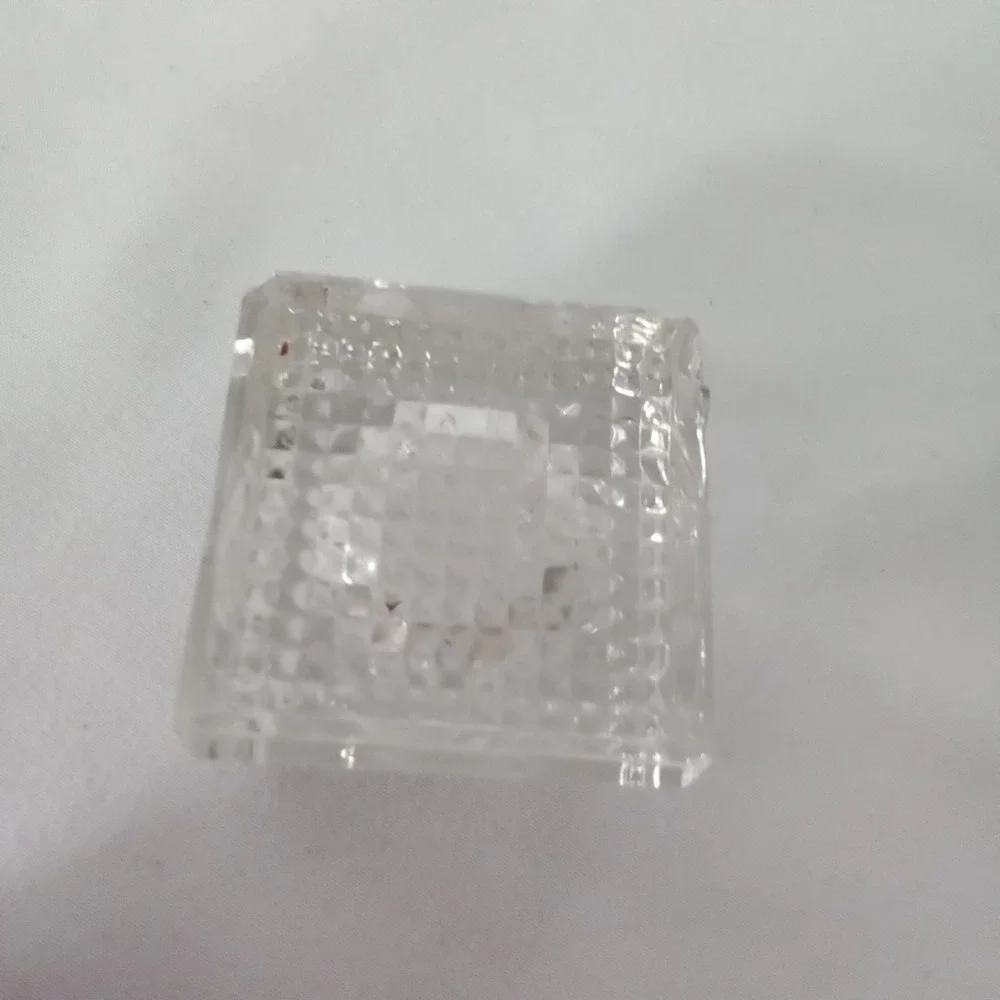 Vintage Clear Pressed Glass Square Inkwell Salt Cellar Waffle Base 1.5 Inch